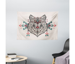 Big Wolf Head Ornaments Wide Tapestry