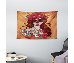 Mexican Skull Wide Tapestry