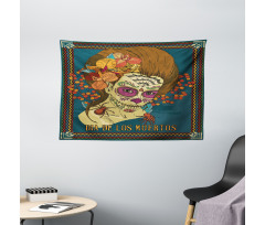 Girl Roses Hearts Wide Tapestry