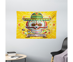 Mexican Sugar Skull Wide Tapestry