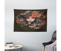 Calavera Woman Wide Tapestry