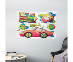 Balls Auto Tire Cartoon Wide Tapestry