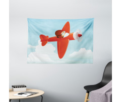 Airplane Flying Cloud Wide Tapestry