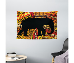 Elephant Silhouette Wide Tapestry