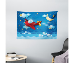 Moon and Stars Wide Tapestry