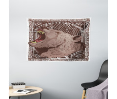 Growling Grizzly Bear Wide Tapestry