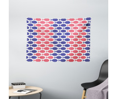 Nautical Fish Theme Design Wide Tapestry
