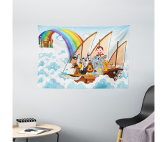 Noah's Ark in Clouds Wide Tapestry