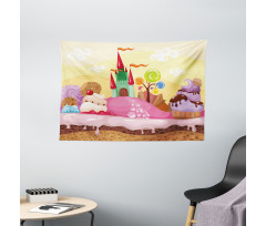 Kids Castle Scenery Wide Tapestry