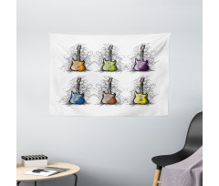 Guitar Collage for Teens Wide Tapestry