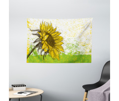 Floral with Sunflowers Wide Tapestry