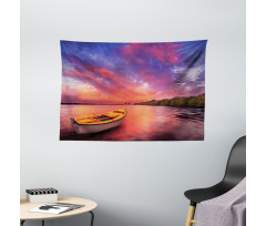 Sea Coast with a Rowboat Wide Tapestry