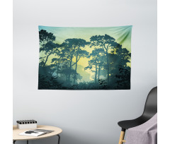 Mist Forest Trees Scene Wide Tapestry