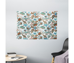 Crabs Octopus Shells Sea Wide Tapestry