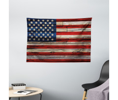 Wood Planks Flag Wide Tapestry