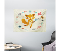 Animal with Floral Wide Tapestry