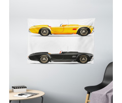 Retro Nostalgic Cars Wide Tapestry