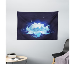 Lotus with Dew Drops Wide Tapestry