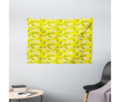 Fresh Lemons with Leaves Wide Tapestry