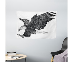 Bald Eagle Swoop Sketchy Wide Tapestry