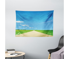 Sunny Sky Clouds Daisy Wide Tapestry