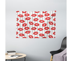 Woman Lips Love Behind Bars Wide Tapestry
