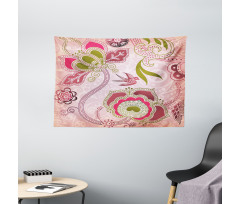 Swirl Leaf Lines Bohem Wide Tapestry