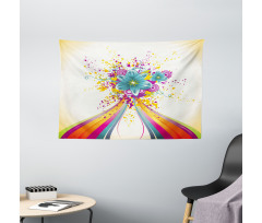 Rainbow Colored Buds Wide Tapestry