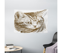 Portrait of a Kitty Hipster Wide Tapestry