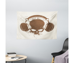 DJ Grunge Retro Skull Wide Tapestry