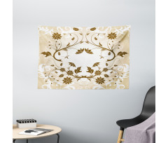 Swirled Petals Leaves Wide Tapestry