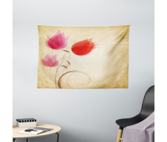 Hazy Red Flowers Nature Wide Tapestry