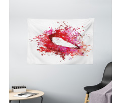 Smiling Woman Lips Effects Wide Tapestry