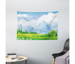 Summer Meadow with Daisy Wide Tapestry