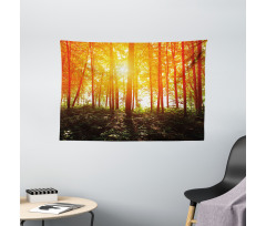 Foggy Forest Scenery Wide Tapestry