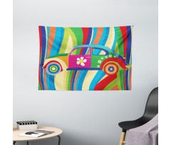 Hippie Style Classic Car Wide Tapestry