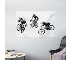 Sketch Cyclists Wide Tapestry
