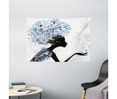 Flower Haired Snowflakes Wide Tapestry