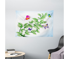 Floral Leaves Branches Wide Tapestry