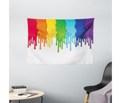 Rainbow Colored Paint Wide Tapestry