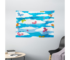 Clouds Butterfly Summer Wide Tapestry