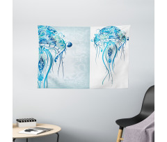 Ocean Jellyfish Paisley Wide Tapestry