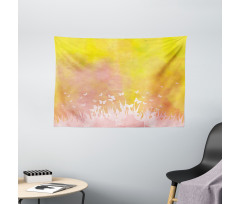 Flower Butterfly Colored Wide Tapestry