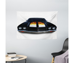 Vintage Retro Car Flame Wide Tapestry