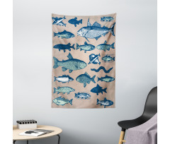 Vintage Seafood Composition Tapestry