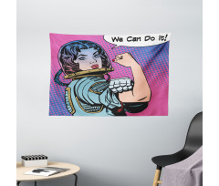 Retro Comics Woman Wide Tapestry