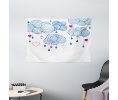Hand Drawn Clouds Wide Tapestry