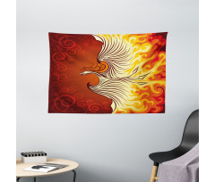 Phoenix Bird in Flame Wide Tapestry