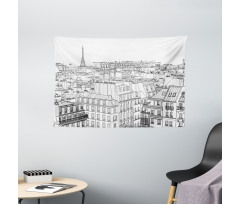 Roofs in Paris and Eiffel Wide Tapestry