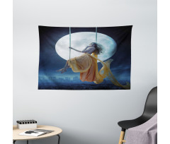 Swing in the Sky Moon Wide Tapestry